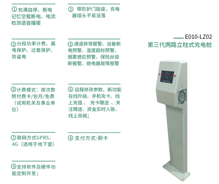 大功率電動(dòng)車充電站2路產(chǎn)品功能